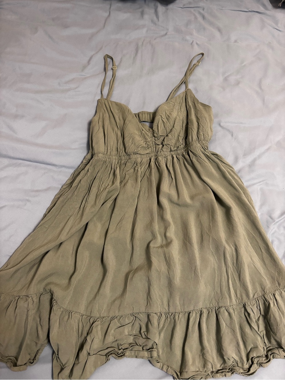 Olive Green Spaghetti Strap Sundress